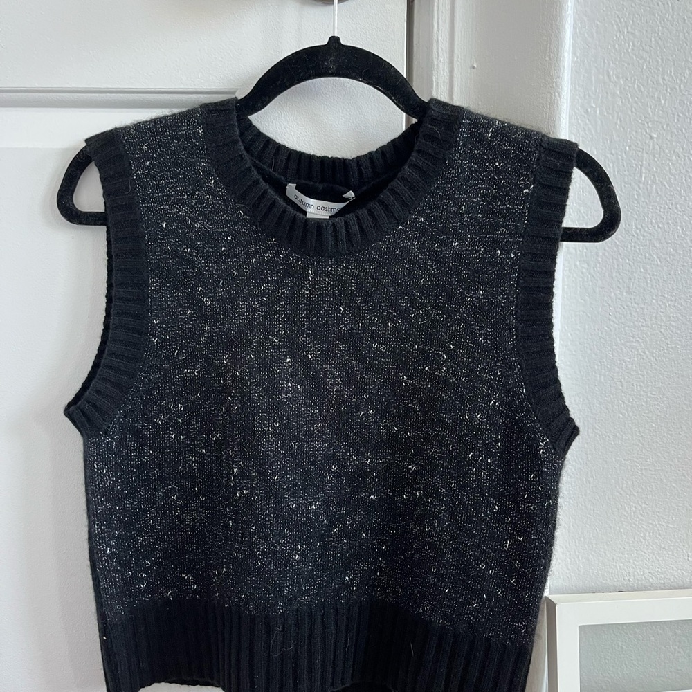 NWT Autumn Cashmere Black Sleeveless Knit Sweater Vest